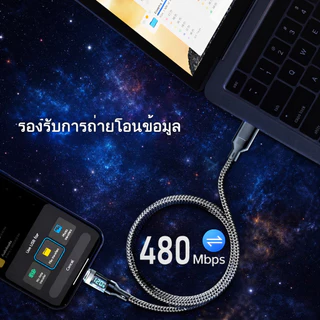 120W 6A ชาร์จเร็วสุดๆ USB C TO Type C สายชาร์จดิจิตอล PD สายชาร์จเร็ว สำหรับมือถือและแท็บเล็ต 1/2เมตร