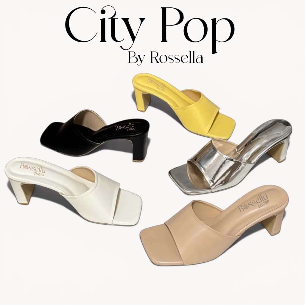 [เท้าอวบ+1 อวบมาก+2] รองเท้าแตะส้นสูง 3 นิ้ว รุ่น City Pop by Rossella