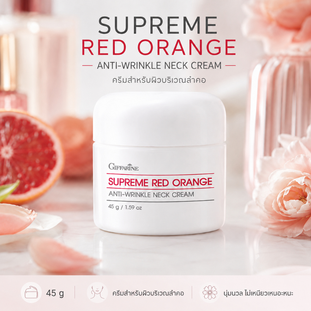 ครีมทาคอ สุพรีม เรด ออเรนจ์ กิฟฟารีน เนคครีม Giffarine Supreme Red Orange Anti-Wrinkle Neck Cream