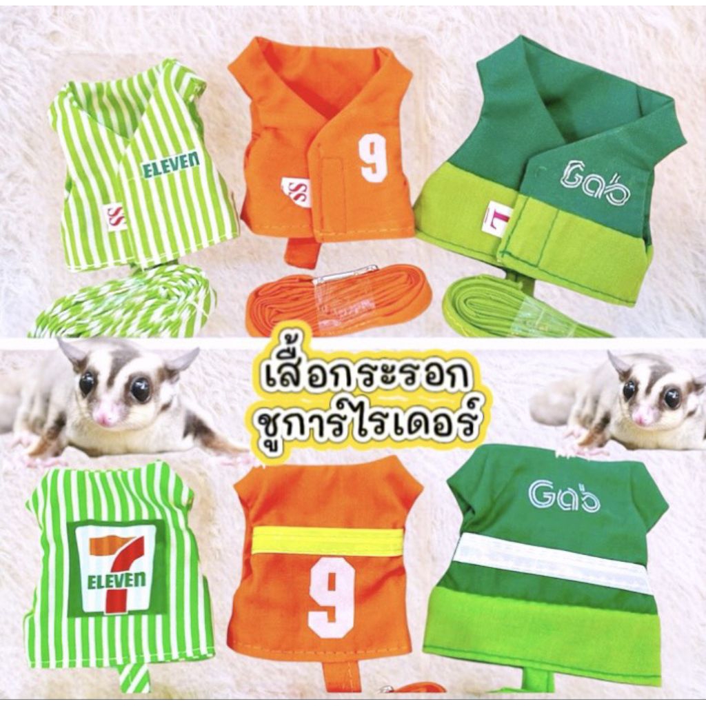 เสื้อกระรอก ชูการ์ไรเดอร์ (งานไทย)สัตว์ขนาดเล็ก พร้อมสายจูง