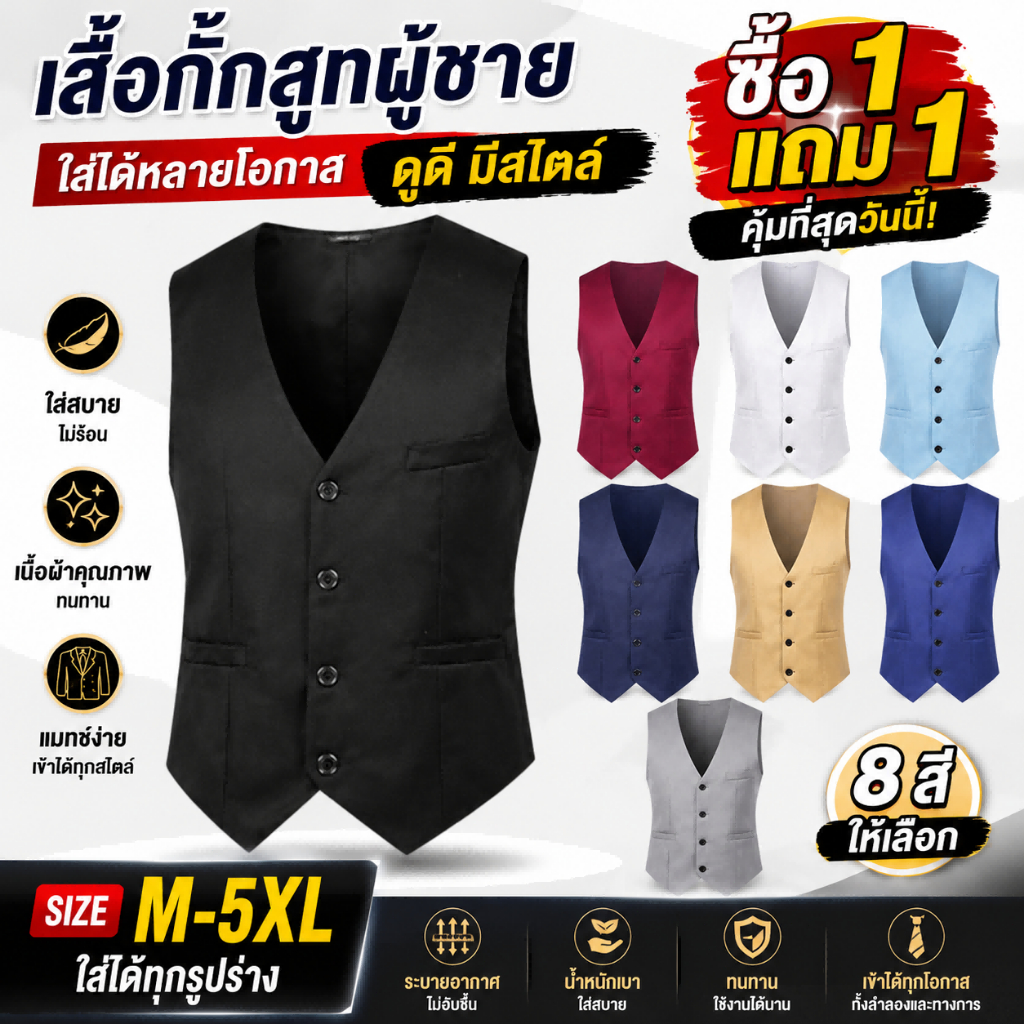 💥คลังสินค้า 💥 คุณภาพดีกระเป๋าเก็บของ ที่ทันสมัย และสะดวกสบาย เสื้อกั๊กผู้ชายเสื้อกั๊กหลายกระเป๋า