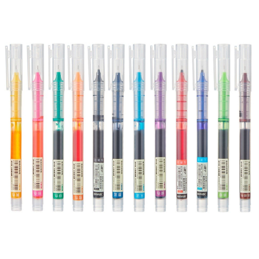 ปากกาลูกลื่นเจล 12 สี หัวปากกา 0.5 มม. แห้งเร็ว ไม่เลอะ เหมาะอย่างยิ่งสำหรับนักเรียนไว้จดบันทึกหรือเขียนไดอารี่