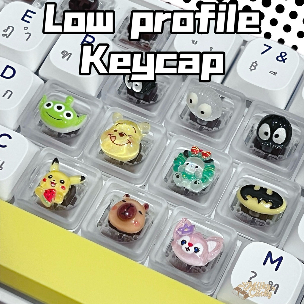 (ลายที่ 2/35-36/48-50/52-53/56-57/59-60/63 หมด) [Low profile] Cartoon keycap คีย์แคปใสลายการ์ตูน(เลื
