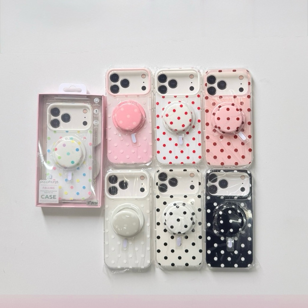 Popphone เคสPolka Dot สำหรับรุ่นIP17promax IP17 MagSafe+griptok สไตล์เกาหลีมินิมอล งานหนาอย่างดี