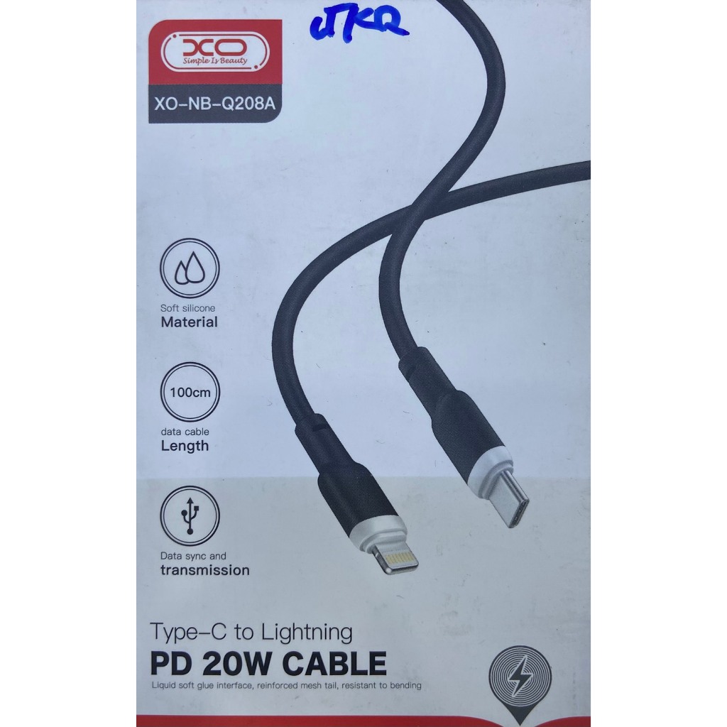 XO XO-NB-Q208A สายชาร์จ Type-C to Lightning PD 20W ยาว 1 เมตร