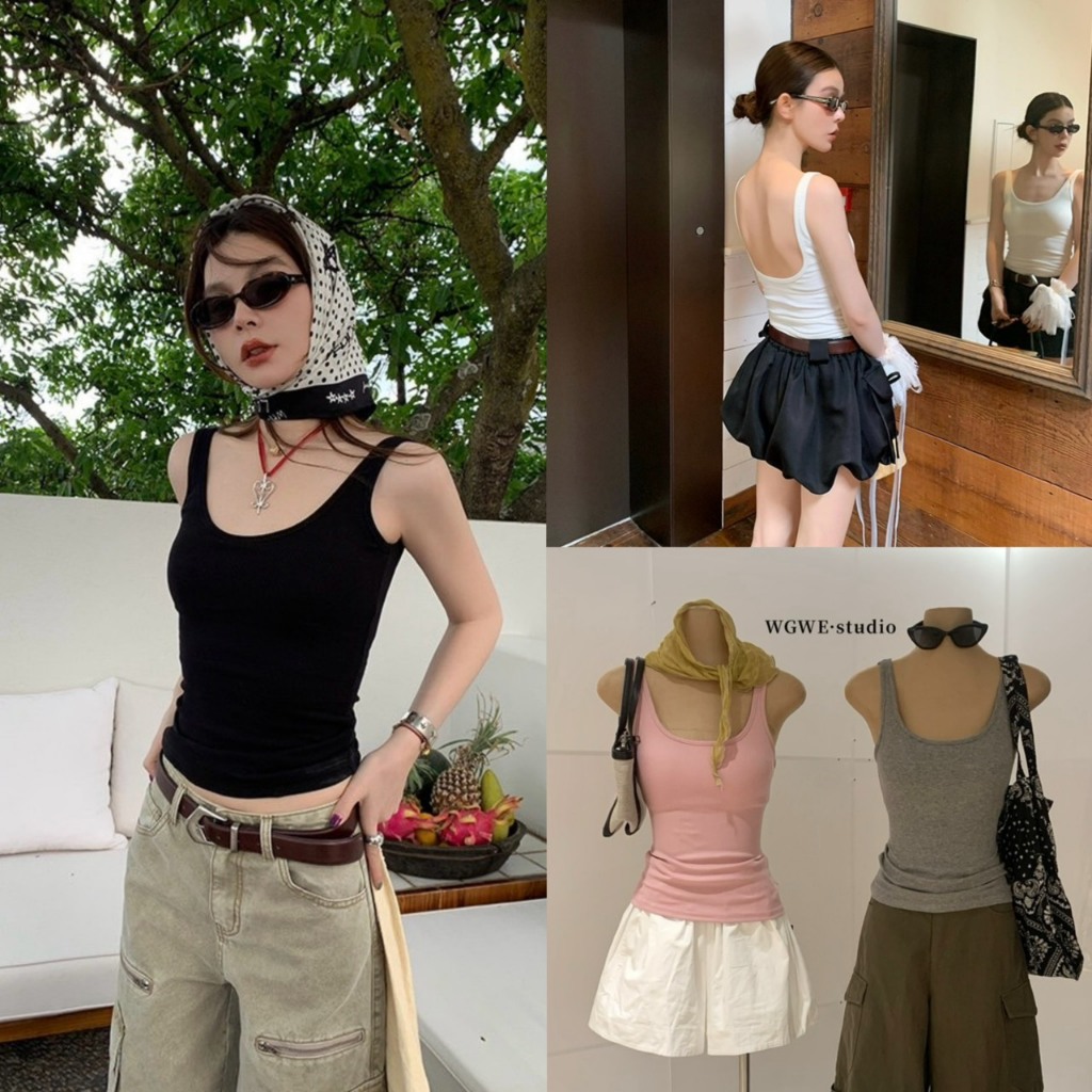 Lumi Tank เสื้อกล้ามเว้าหลังมีฟองน้ำช่วงอก - 10012 TAG WG.WE