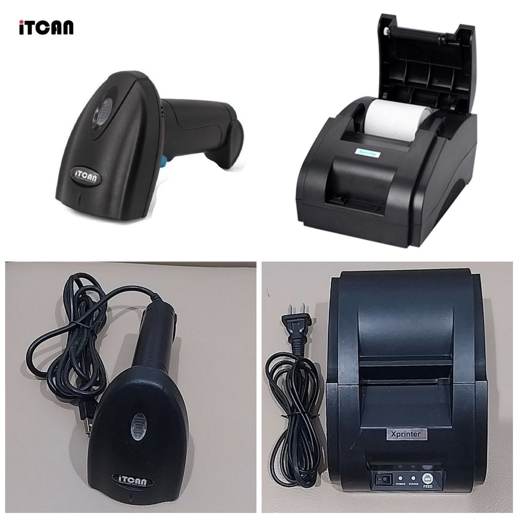 iTCAN เครื่องยิงบาร์โค้ด เครื่องอ่านบาร์โค้ด +Xprinter XP-58IIH เครื่องปริ้นใบเสร็จ ***มือสอง สภาพดี