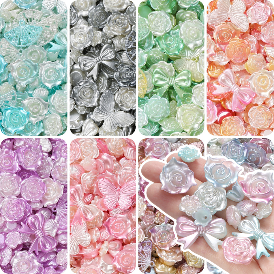 20-30g ลูกปัดอะคริลิค ลูกปัดผสมอะคริลิค กุหลาบ โบว์  สำหรับ DIY สร้อยคอ สร้อยข้อมือ จัดส่งจากไทย