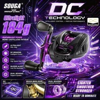 SOUGA 【COD】NEW DC Baitcasting fishing reel intelligent brake system 7.1:1 6+1bb for saltwater as gift