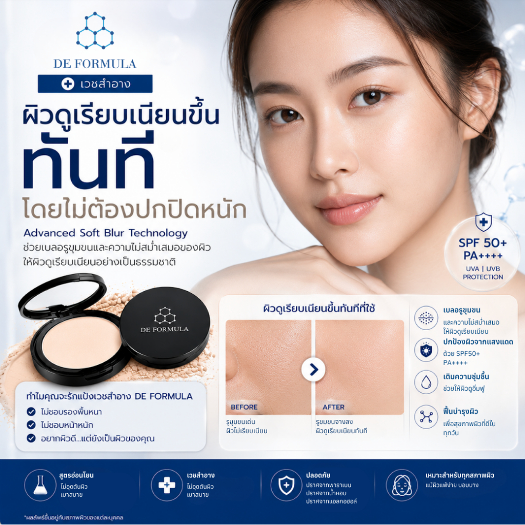 DE FORMULA كريم أساس Perfect Beauty Two Way ‏SPF50+ ‏9 غ — صورة 2