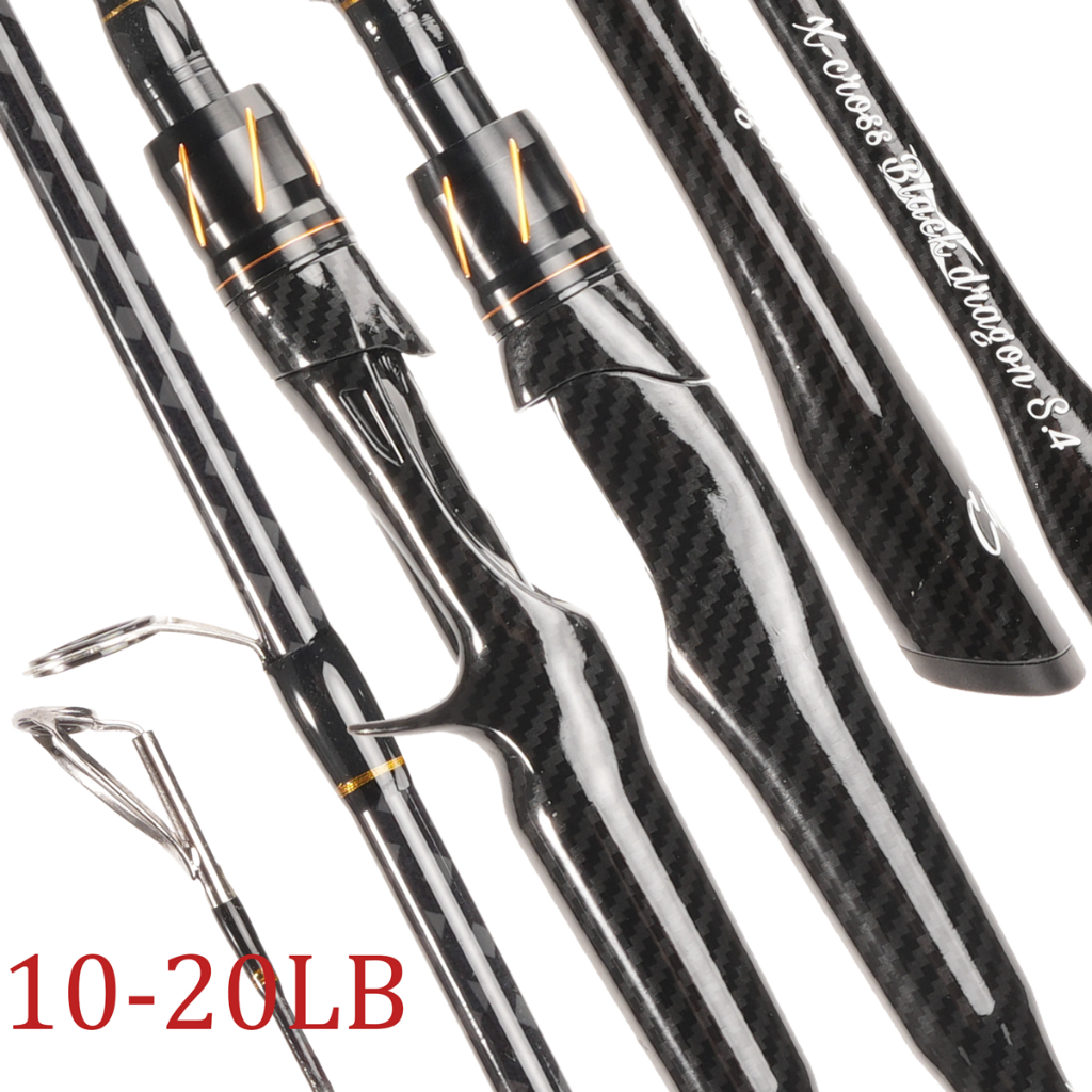 Cyclone Black Dragon S4 คันเบ็ดตีเหยื่อปลอม คาร์บอนไฟเบอร์ 2 ท่อน เวท 10-20LB คันเบ็ดเบส/สปินนิ่ง แข็งแรง ทนทาน เหนียวสะ