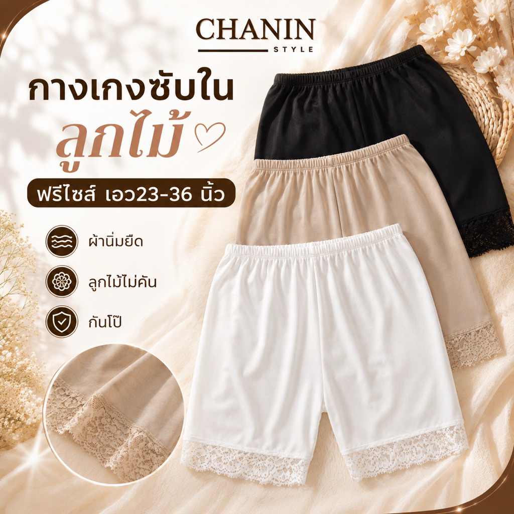 (สั่ง5แถม1)✨กางเกงซับในลูกไม้ ฟรีไซส์และไซสืใหญ่ สเตย์ผู้หญิง ผ้าคอทตอนยืด ใส่สบายไม่คัน ฟรีไซซ์ size