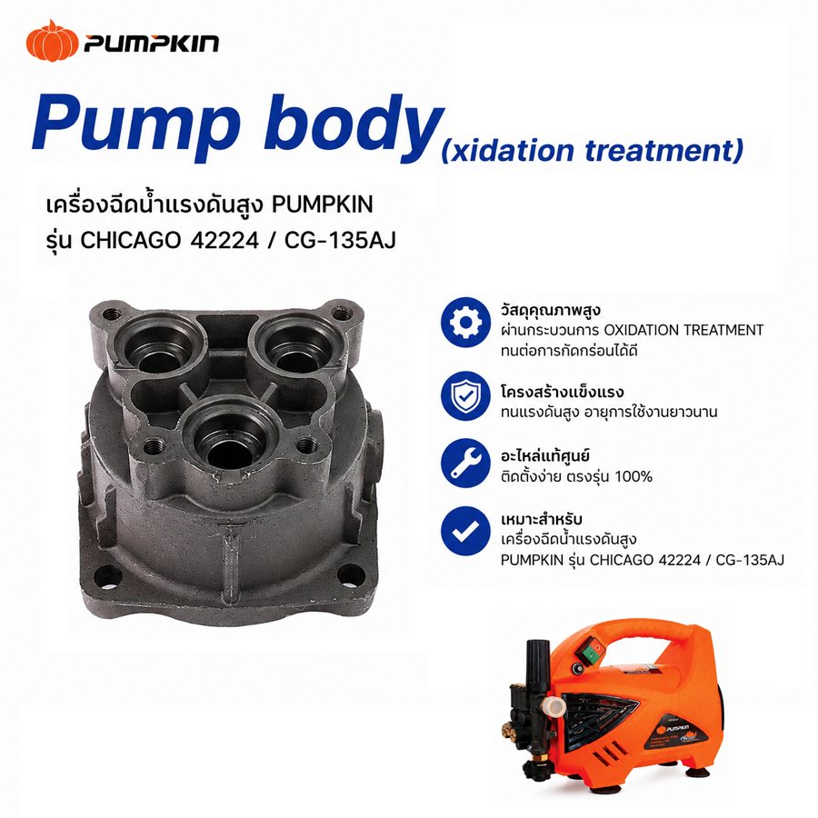 PUMPKIN เสื้อปั๊ม (xidation treatment) เครื่องฉีดน้ำแรงดันสูง  รุ่น CHICAGO 42224 / CG-135AJ (SP4222