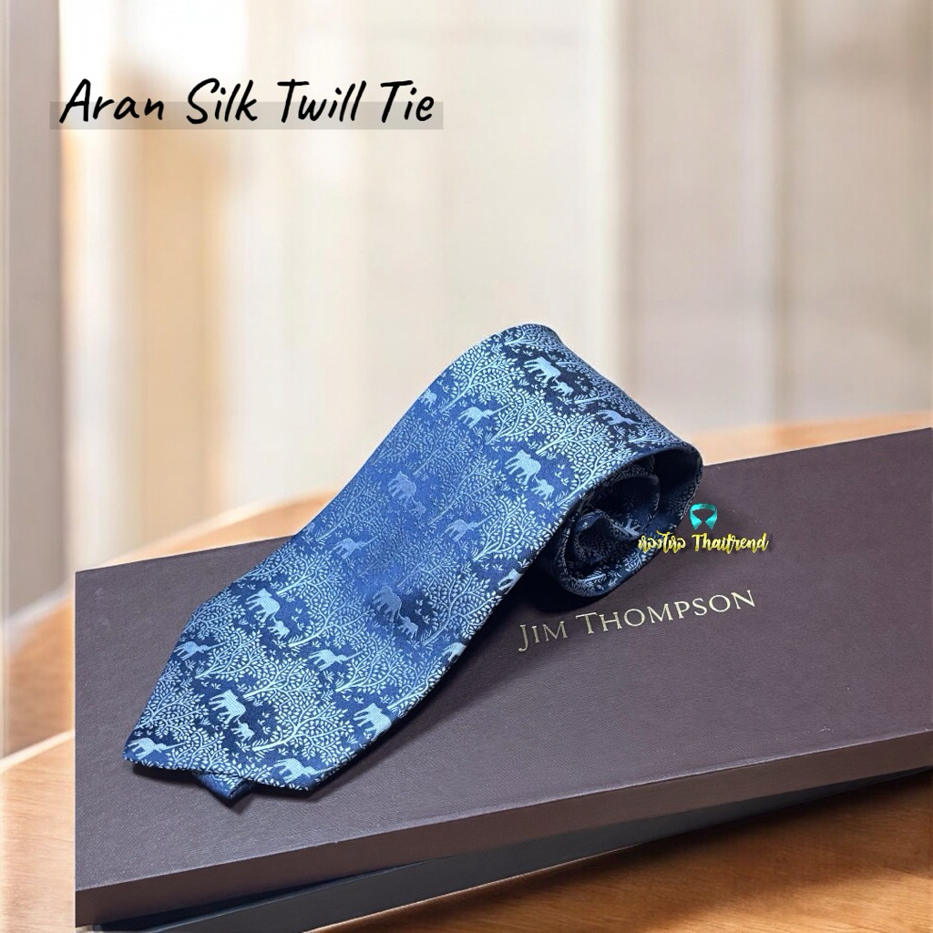 🏅Genuine product🏅Necktie ผ้าไหม แบรนด์ Jim thompson รุ่น Aran Silk Twill Tie
