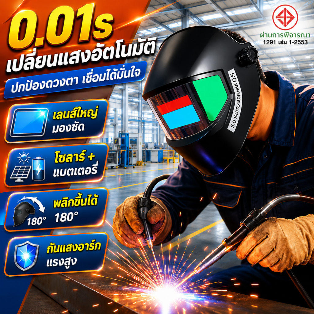 True Color หน้ากากเชื่อม ✨0.01s ปรับแสงอัตโนมัติ✨อุณหภูมิสูง พับขึ้น-ลงได้ 180 หน้ากากเชื่อมอัตโนมัติ