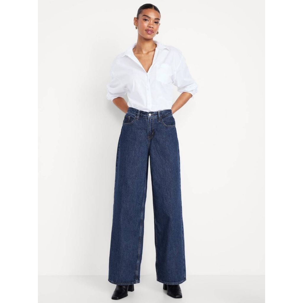 Old... Mid-Rise Wow Baggy Wide-Leg Jeans กางเกงยีนส์แบ็กกี้ขากว้างเอวกลาง ใส่สบาย ทรงสวย ผ้าไม่ยืดแต