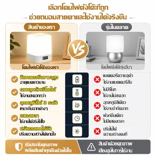【ชาร์จ1ครั้ง ใช้30วัน】โคมไฟ โคมไฟหัวเตียง แสดงเวลา ปรับแสงได้3สี ดีไซน์พร้อมด้าม พร้อมรีโมทคอนโทรล โคมไฟตั้งโต๊ะ LED
