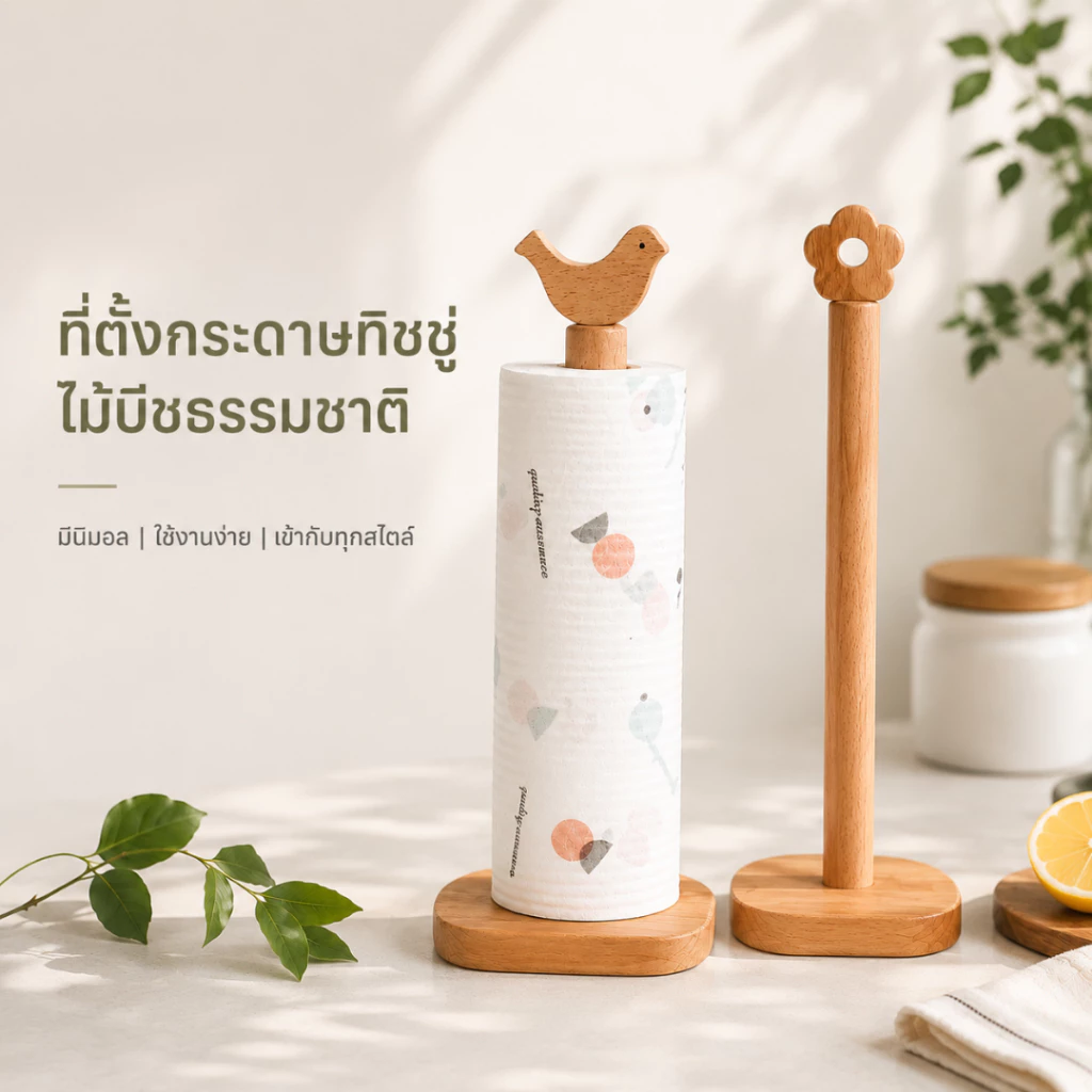 ที่ใส่ทิชชู่ม้วนไม้ไผ่ แกนกระดาษทิชชู่ วัสดุไม้ไผ่ รหัสสินค้า FS-P007/FS-P008