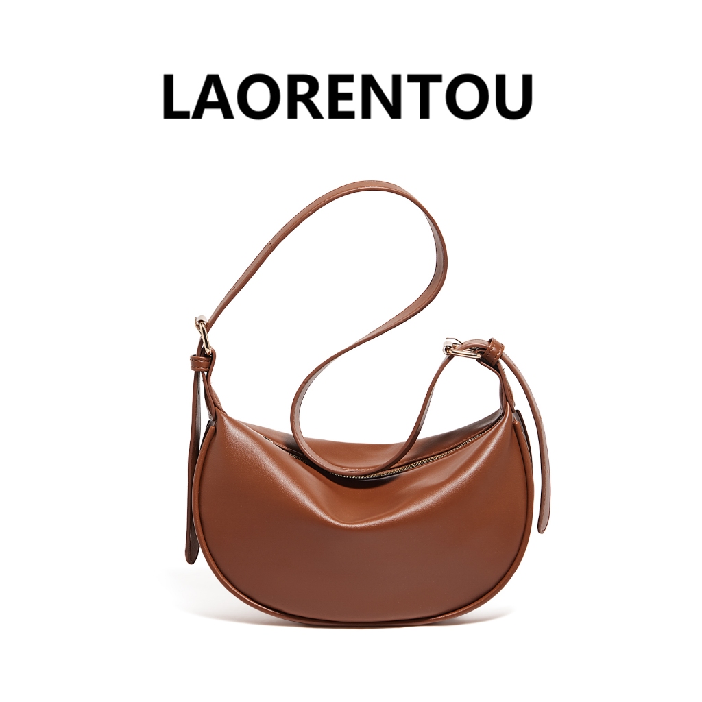LAORENTOU กระเป๋าครึ่งวงจันทร์ผู้หญิง สะพายรักแร้และสะพายข้าง หนังเทียม ดีไซน์มินิมอลคลาสสิก