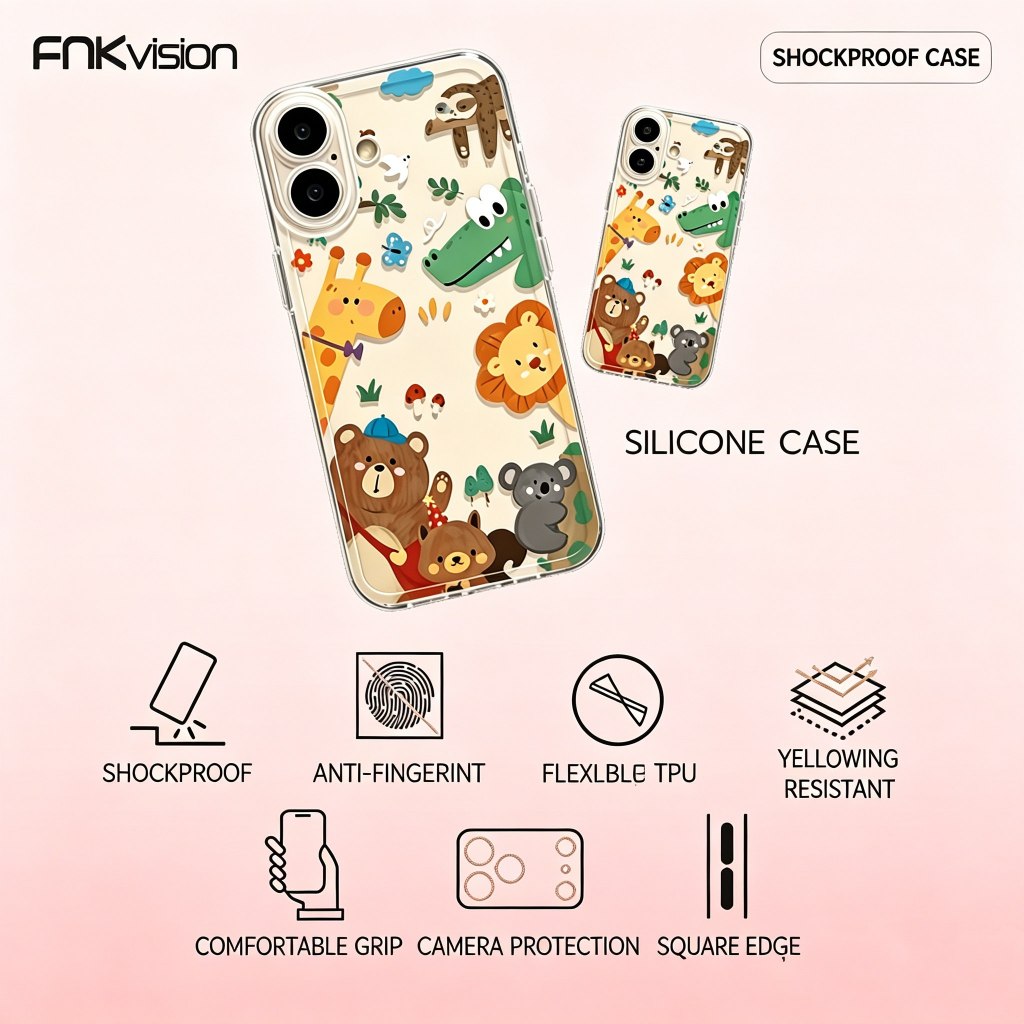 FNKvision เคสลายการ์ตูนน่ารัก กันกระแทก สำหรับiPhone 17 Pro Max 16 Pro Max 15 13 17Pro 14 Pro  16 Plus 17 Air 11 12Mini