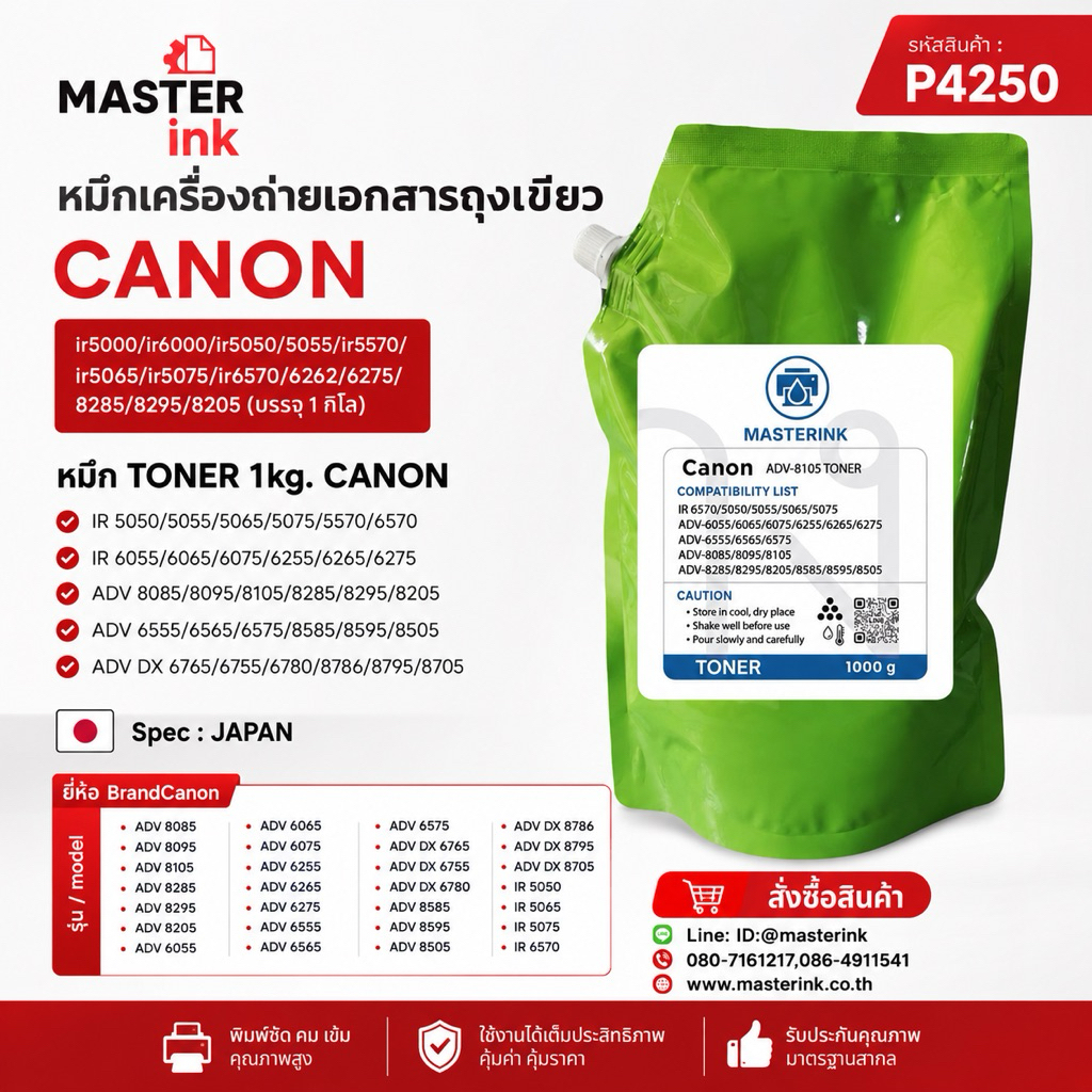 หมึกเครื่องถ่ายเอกสารถุงเขียว CANON IR ADV 4041/35/45/51/ ir5000/ir6000/ ir5050/5055/ir5570/ir5065/ir5075/ir6570/6262/62