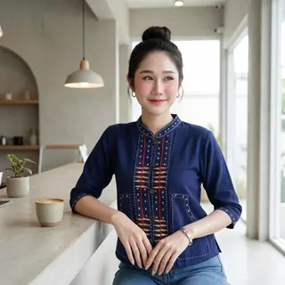 เสื้อผ้าฝ้ายผู้หญิง เสื้องานปัก งานปักมือ Handmade ผ้าพื้นเมือง