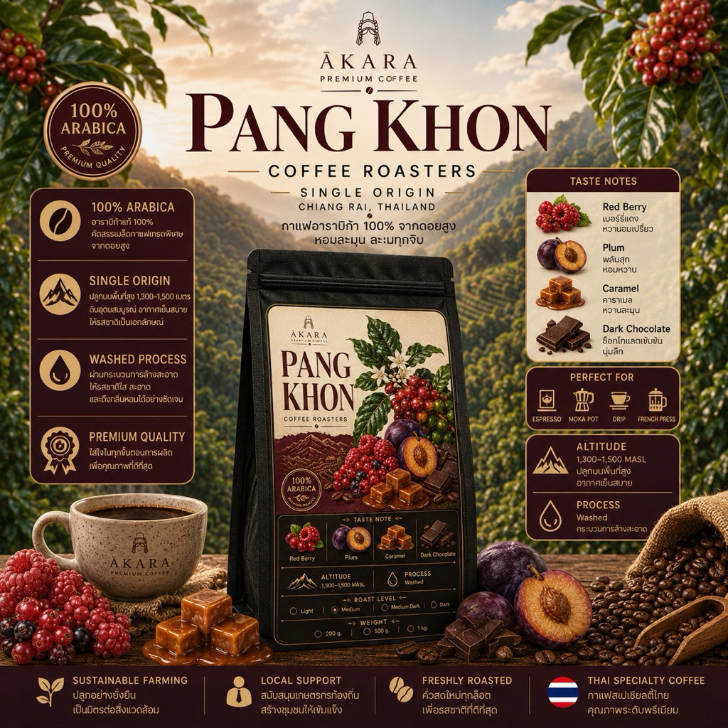 เมล็ดกาแฟอาราบิก้าคั่ว ปางขอน (PANG KHON)
