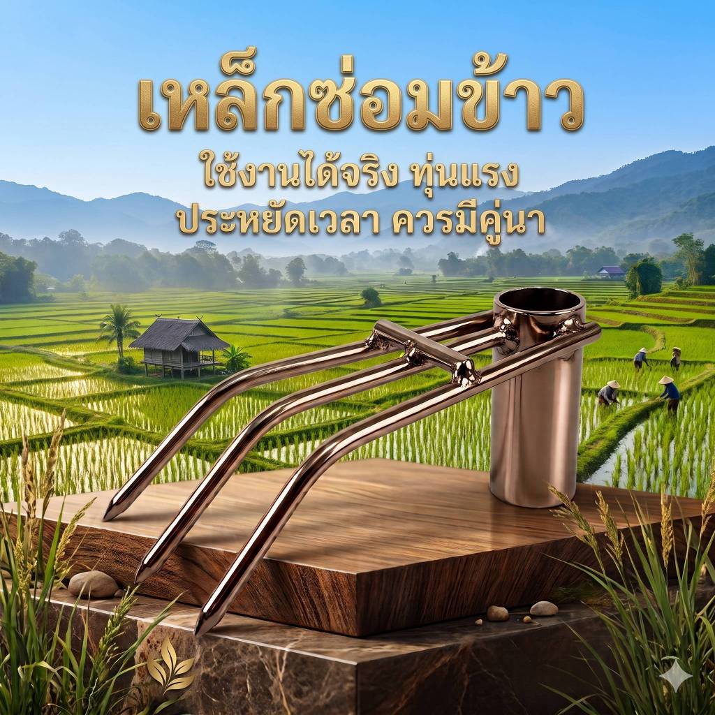 คราดย้ายข้าว เหล็กซ่อมข้าว สีบรอนขนาดสวมด้าม6หุน