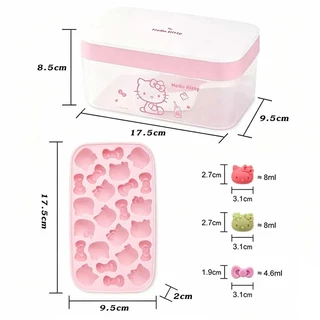 Hello Kitty Ice Mould พร้อมฝาปิดและถังเก็บน้ํา ชุดแม่พิมพ์น้ำแข็งซิลิโคน แม่พิมพ์น้ำแข็งเกรดอาหาร