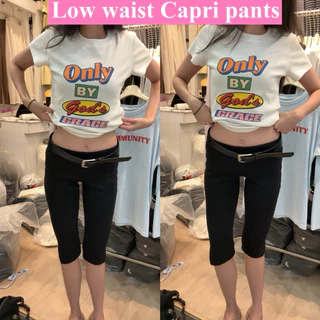 (พร้อมส่ง) Low waist capri pants รุ่นเอวต่ำ ผ้าหนาเก็บทรงตัวเดิม (Littlebitbyjj)