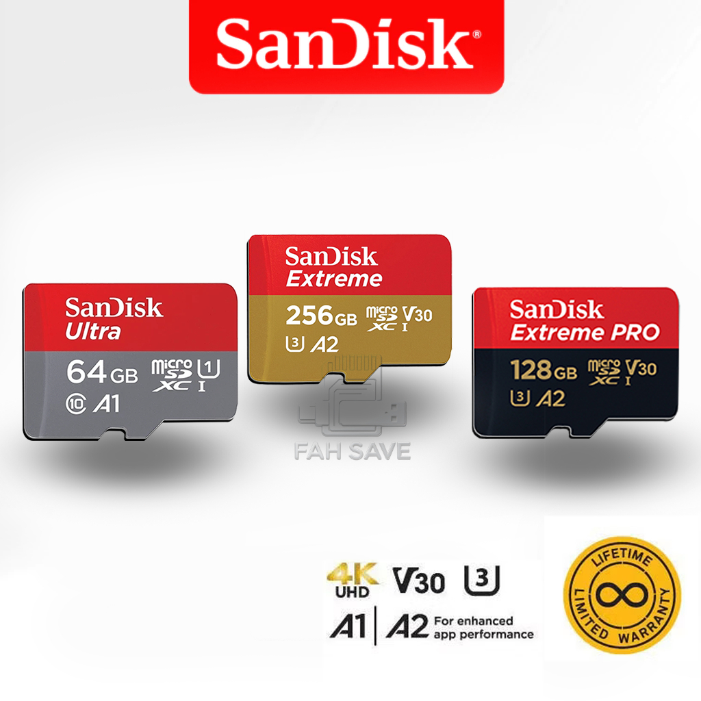 Sandisk Ultra-Extreme-Extreme Pro micro SDcard 32GB/64GB/128GB/256GB/512GB/1TB เมมโมรี่การ์ด