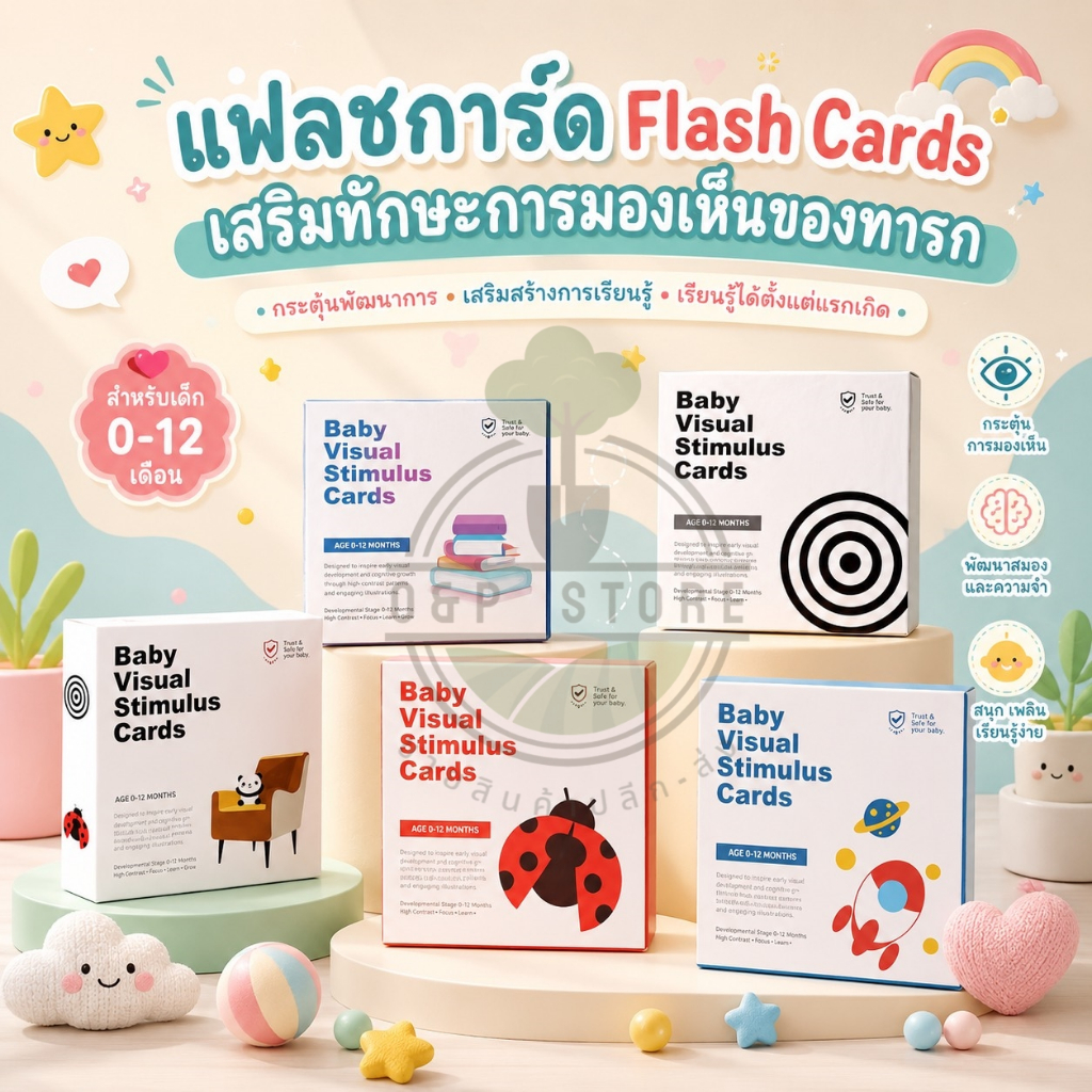 แฟลชการ์ด Flash Cards ขาวดำ พัฒนาการมองเห็น (ของเล่นเสริมพัฒนาการ สำหรับเด็ก) พร้อมส่ง S&P LED STORE