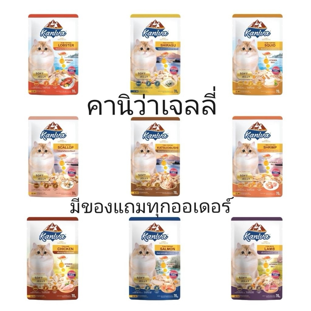 kaniva​ jelly คานิว่าเจลลี่ อาหารเปียกแมว ยกลัง​ แถมเทสเตอร์​ 70g*48ซอง​
