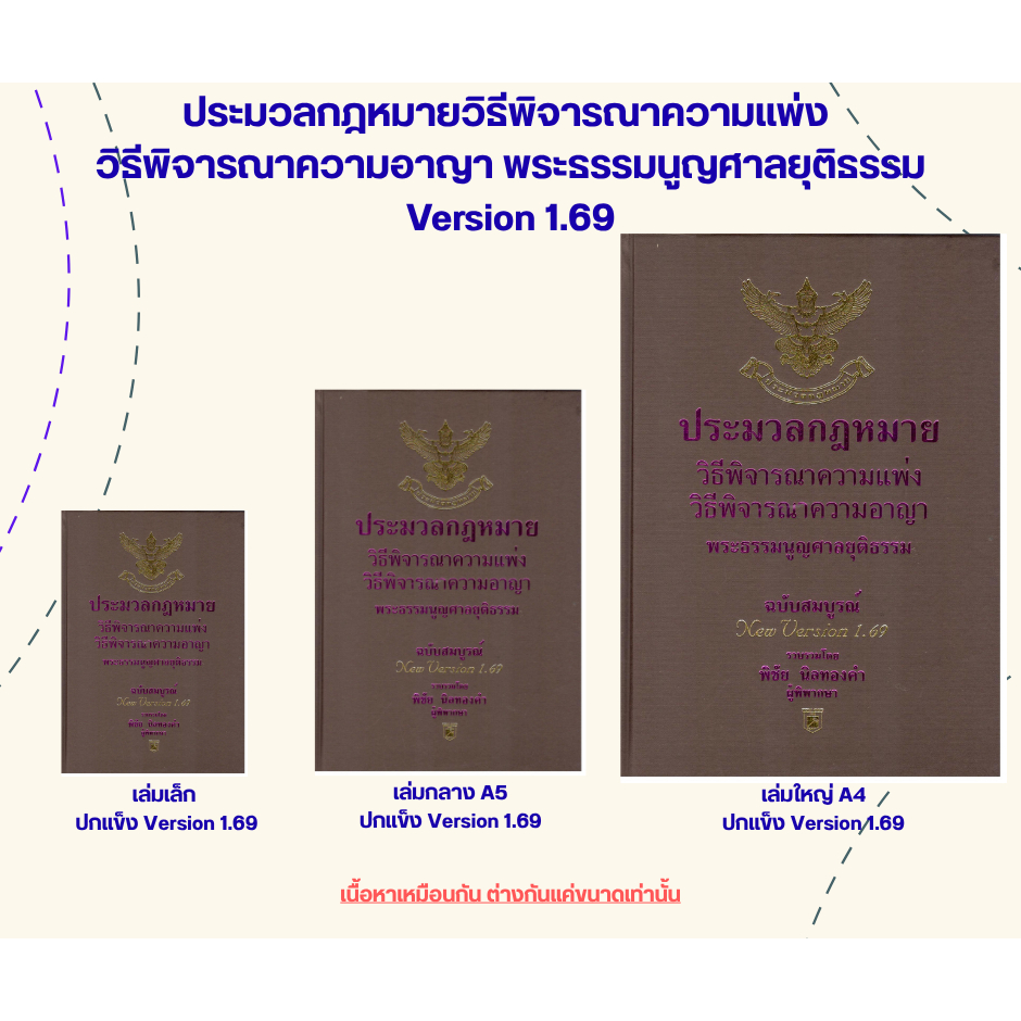 หนังสือ ประมวลกฎหมายวิธีพิจารณาความแพ่ง วิธีพิจารณาความอาญา พระธรรมนูญศาลยุติธรรม ฉบับสมบูรณ์ VERSION 1.69