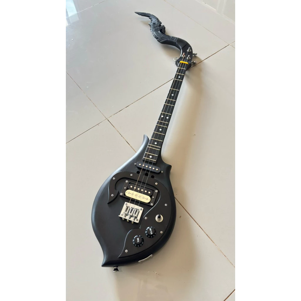 พิณโปร่งไฟฟ้า3คอนแท็คสเปคสูงดำด้านอย่างดี