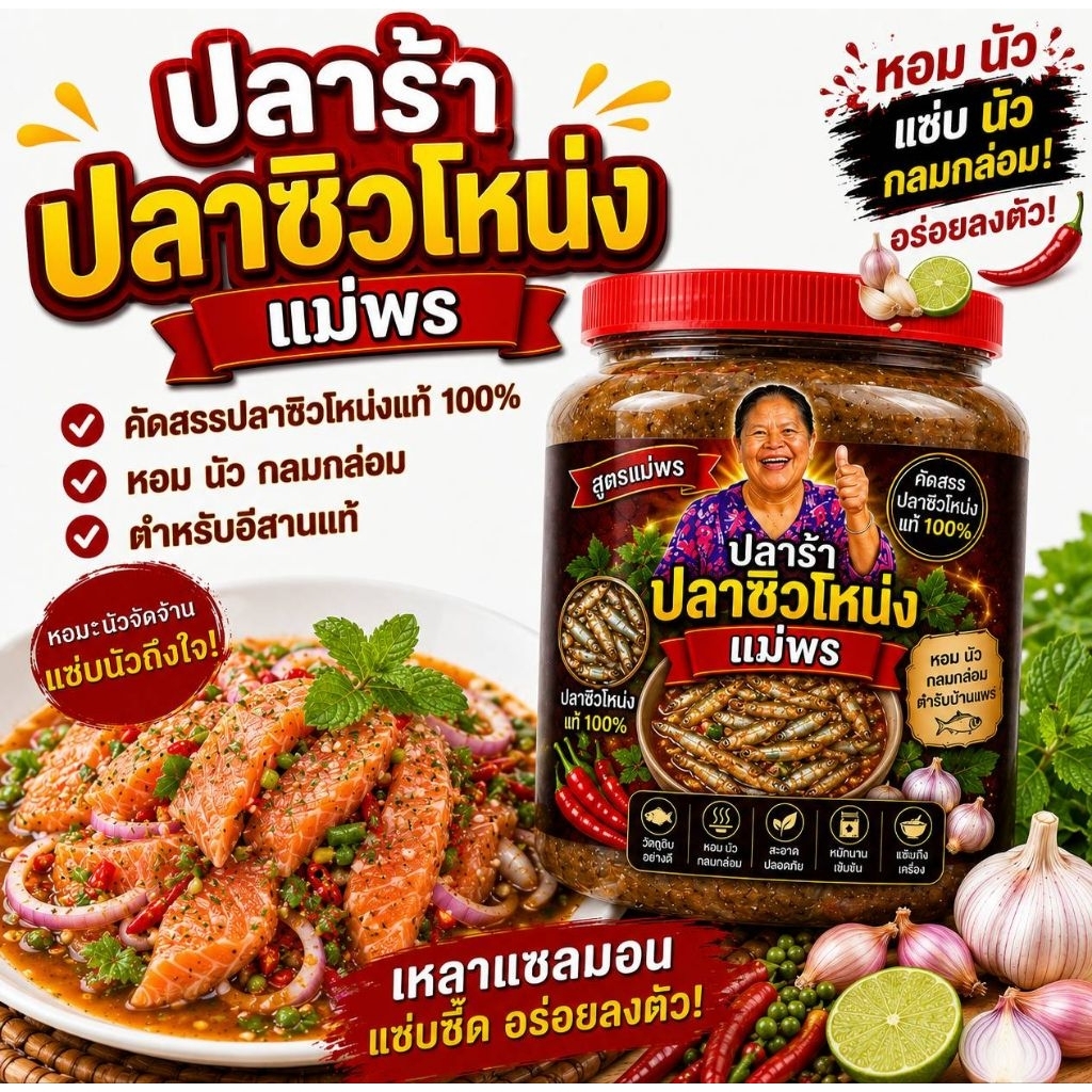 ปลาร้าปลาซิวโหน่งแม่พร รสแซ่บ กลมกล่อม เหมาะทำส้มตำ แจ่ว ลาบ