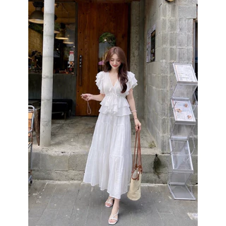 🐇Rosalie Dress ชุดเซ็ต 2 ชิ้น เสื้อแขนระบาย+กระโปรงยาว