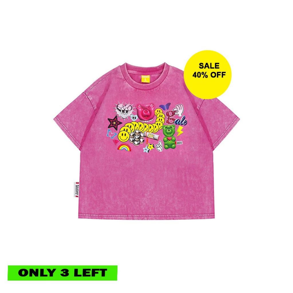 (DROP 2) STICKER CLUB T-SHIRT - PINK (KIDS)