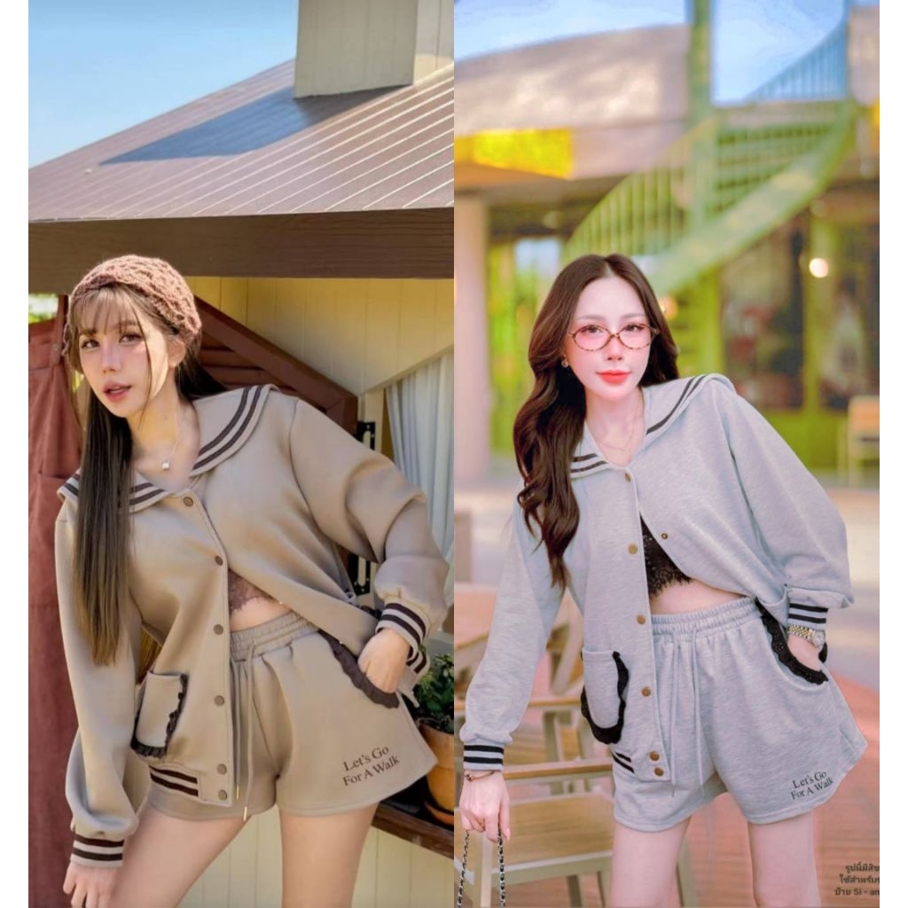 SI-am เซทขาสั้นผ้าวอร์ม งานแต่งริบบิ้นน่ารัก นุ่ม ต้อนรับ summer งานกระดุมหน้า ดูน่ารัก ใช้ผ้าดี สวมใส่สบาย