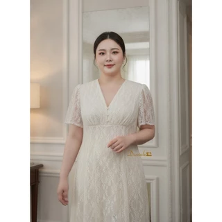 Dz370-Elysian Lace MaxiDress'เดรสยาวลูกไม้สีครีมสวยหรูใส่ออกงาน
