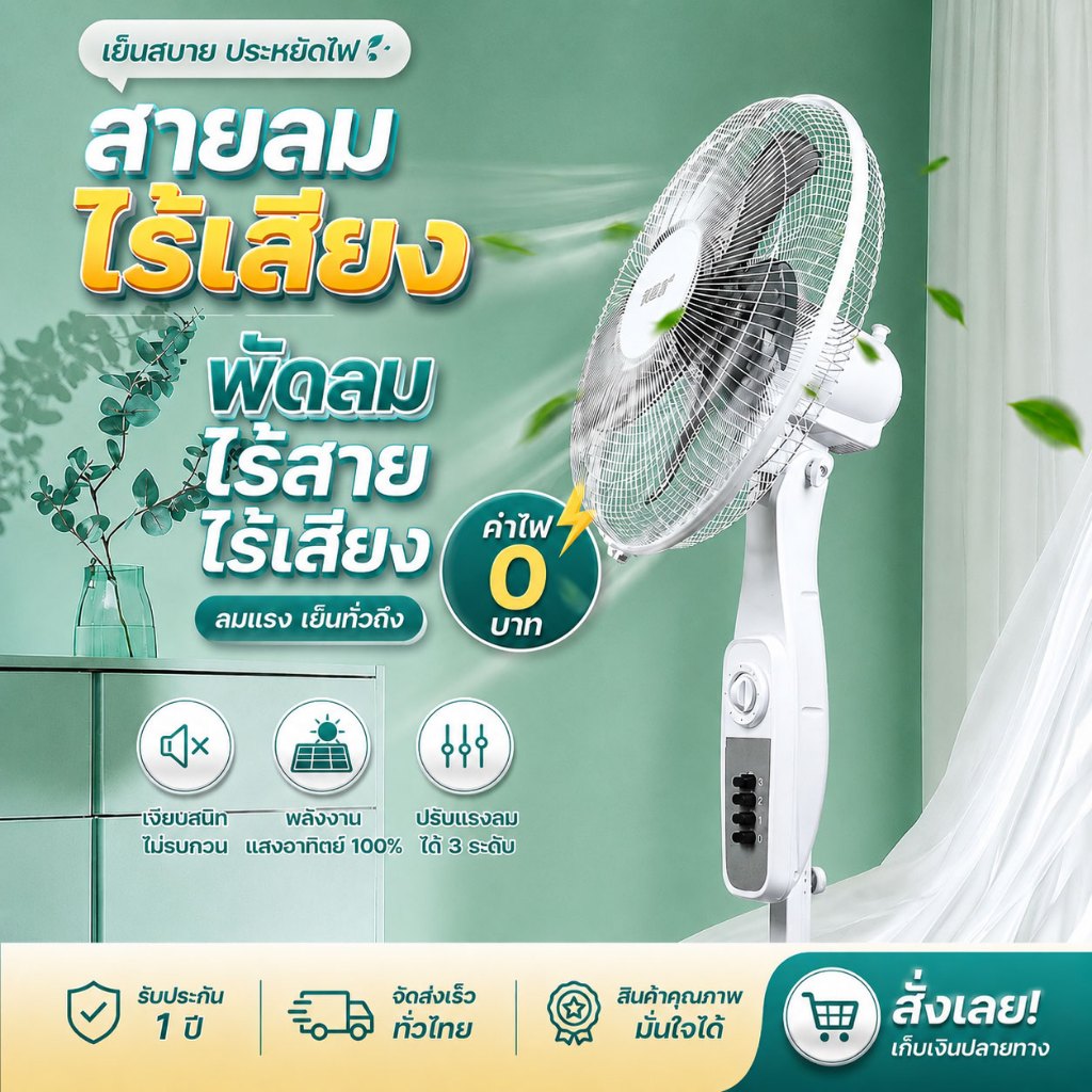 พัดลม 16 นิ้ว รับประกัน 5 ปี พัดลม  12v พัดลมตั้งพื้น 14 นิ้ว 18 นิ้ว solar fan