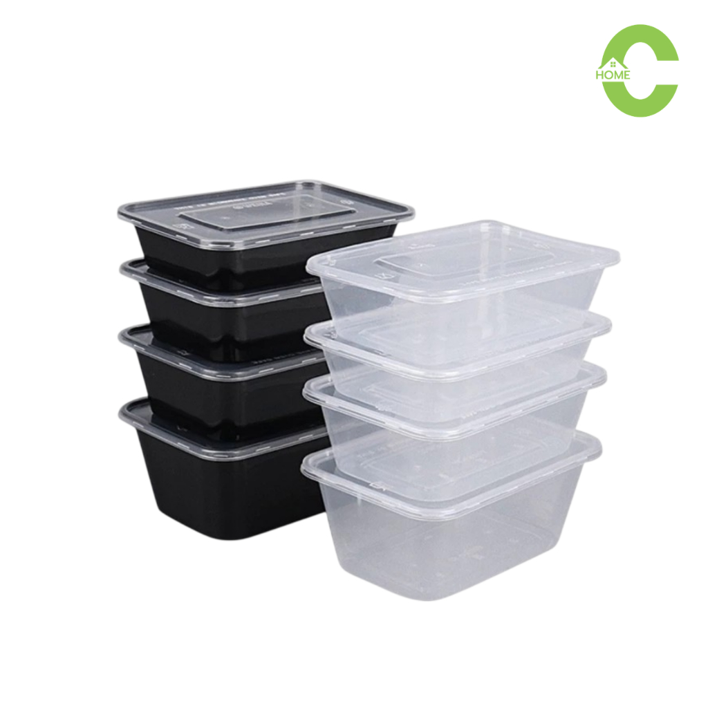 กล่องพลาสติกใส่อาหารพร้อมฝา พร้อมฝาปิด สีใส ชุดกล่องข้าว กล่องอาหาร (25ชิ้น/ลัง) ทนความร้อน