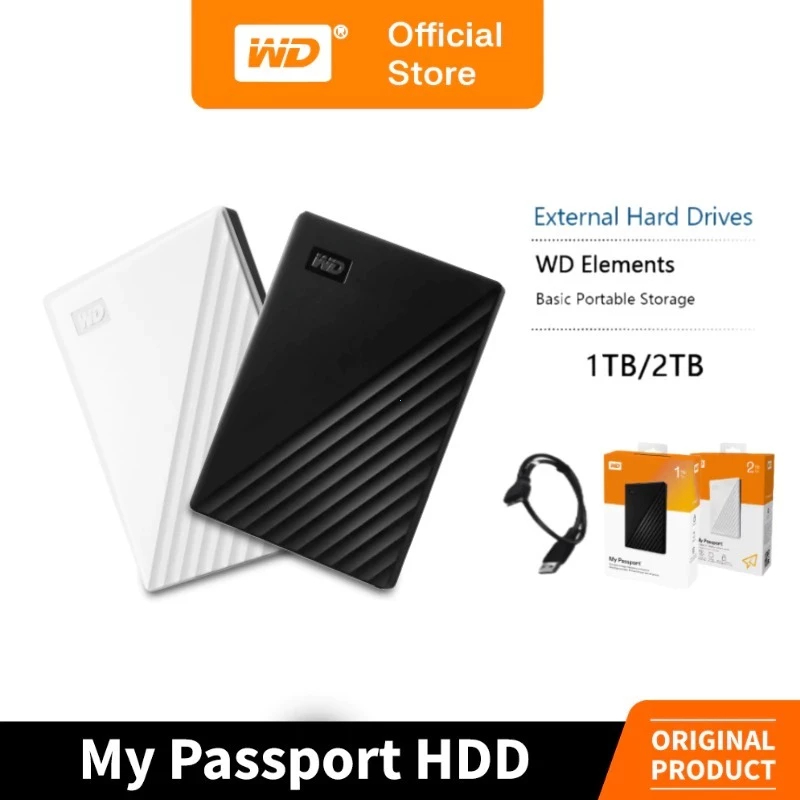 Western Digital WD HDD 1TB 2TB External Hard Drive USB3.0 Password Secure ฟรีกู้คืนข้อมูล Portable