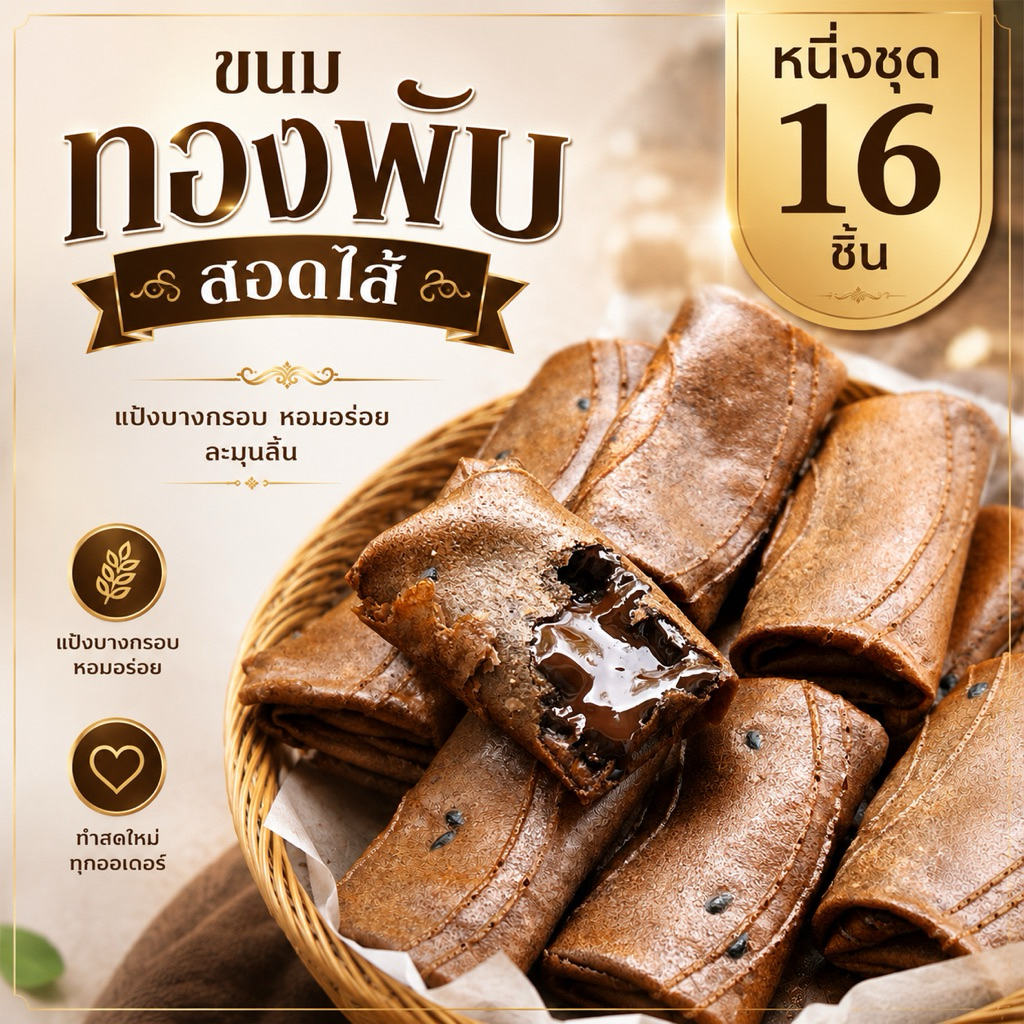 💝ขนมทองก้อนสอดไส้ ชุด 14ชิ้น น้ำตาลมะพร้าว หวานน้อย