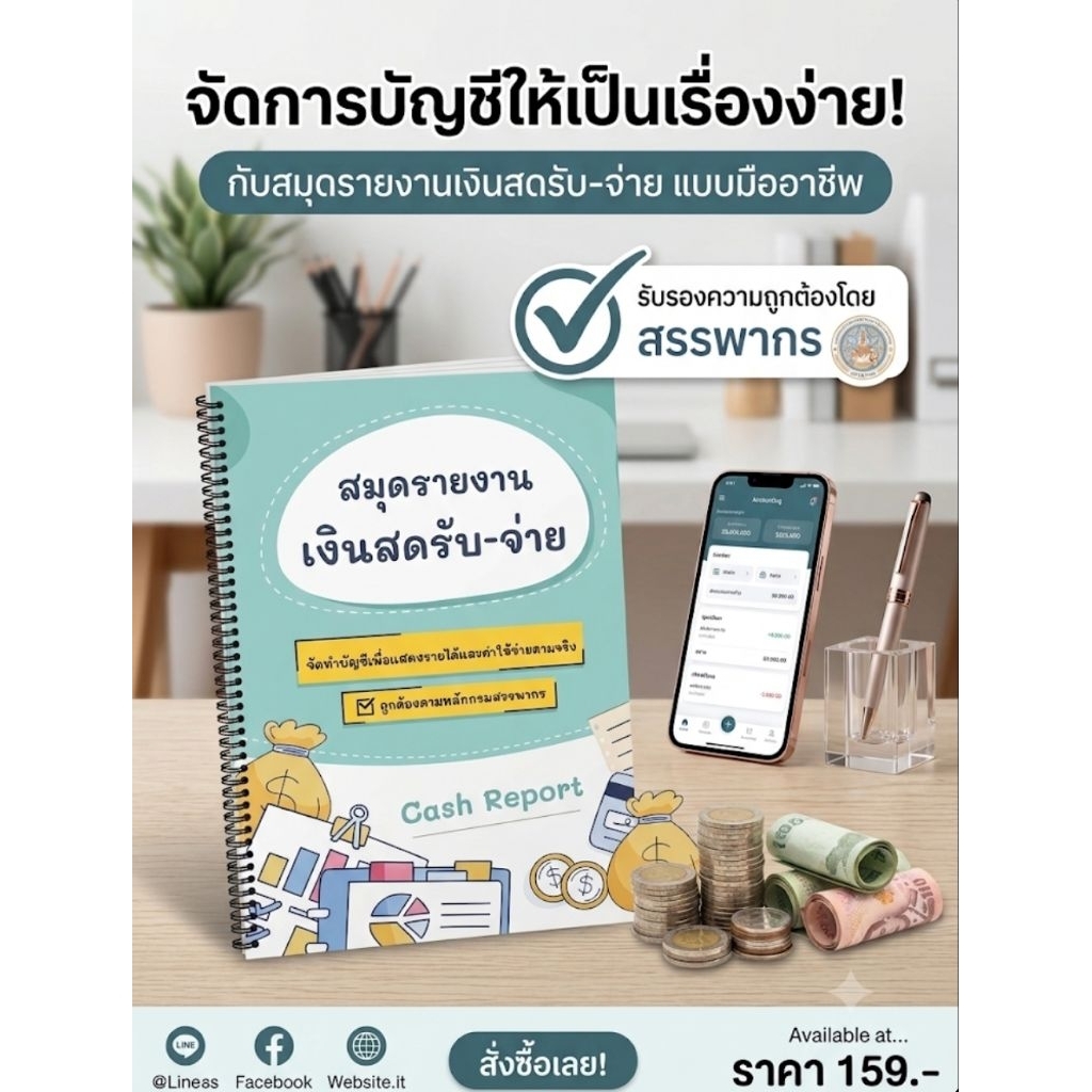 สมุดรายงานเงินสดรับ-เงินจ่าย ตามหลักสรรพากร
