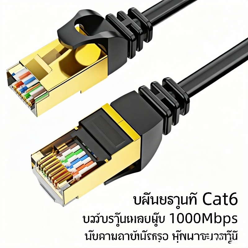 สายแลน Cat6 สายเน็ตความเร็วสูง 1000Mbps หัวทองทองแดงแท้ ป้องกันสนิมกันสัญญาณรบกวน เหมาะใช้บ้าน สำนักงาน ร้านค้า กล้องวงจ