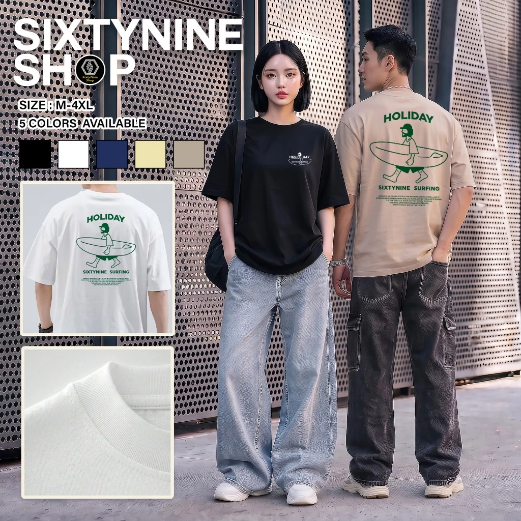 เสื้อยืดผ้าคอตตอน M-4XL พิมพ์ลาย " ฮอลิเดย์ " พร้อมส่ง