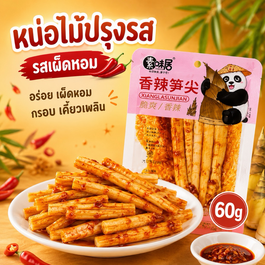 หน่อไม้ปรุงรสหม่าล่า ยกกล่อง 20 ซอง กรุบ อร่อย