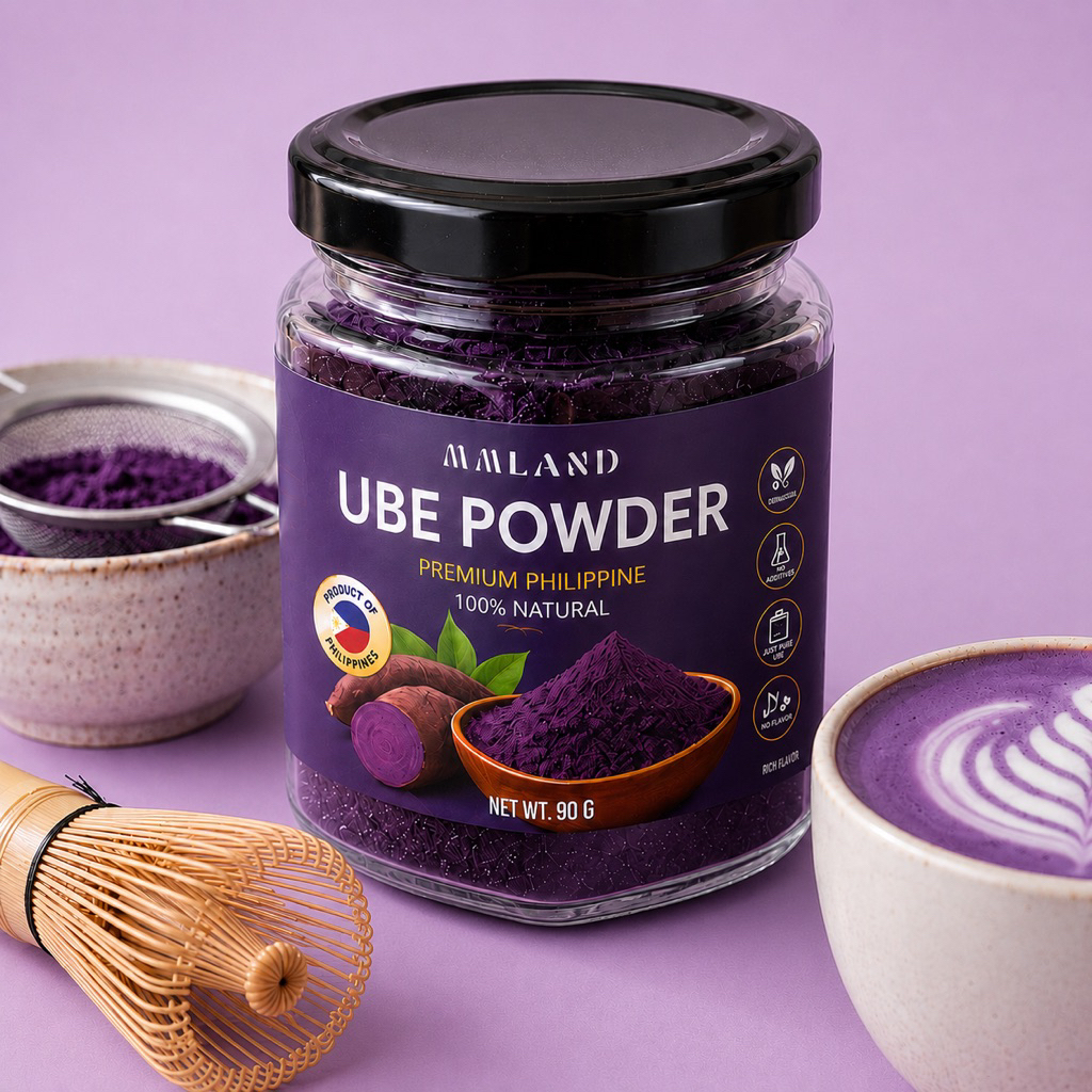 ผงอูเบะ มันม่วง ube philippines  สีออกม่วงเข้มและมีประกายขนาด 90กรัม