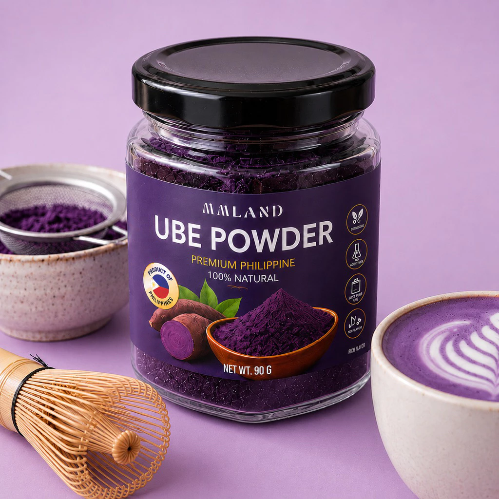 ผงอูเบะ มันม่วง ube philippines สีออกม่วงเข้มและมีประกายขนาด 90กรัม